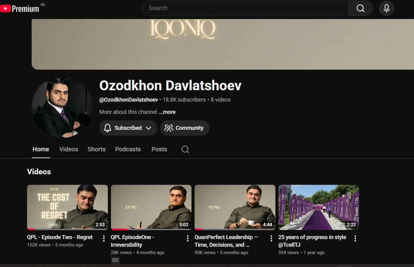 Ozodkhon Davlatshoev YouTube channel